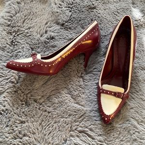 New Tory Burch red and white Darlene Spectator heels size 5.5
